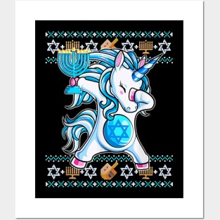 Jewnicorn Jewish Unicorn Hanukkah Pajama Posters and Art